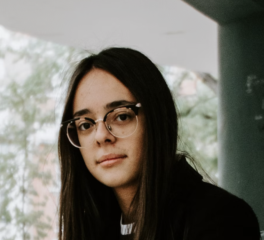 Brunette woman wearing glasses portrait